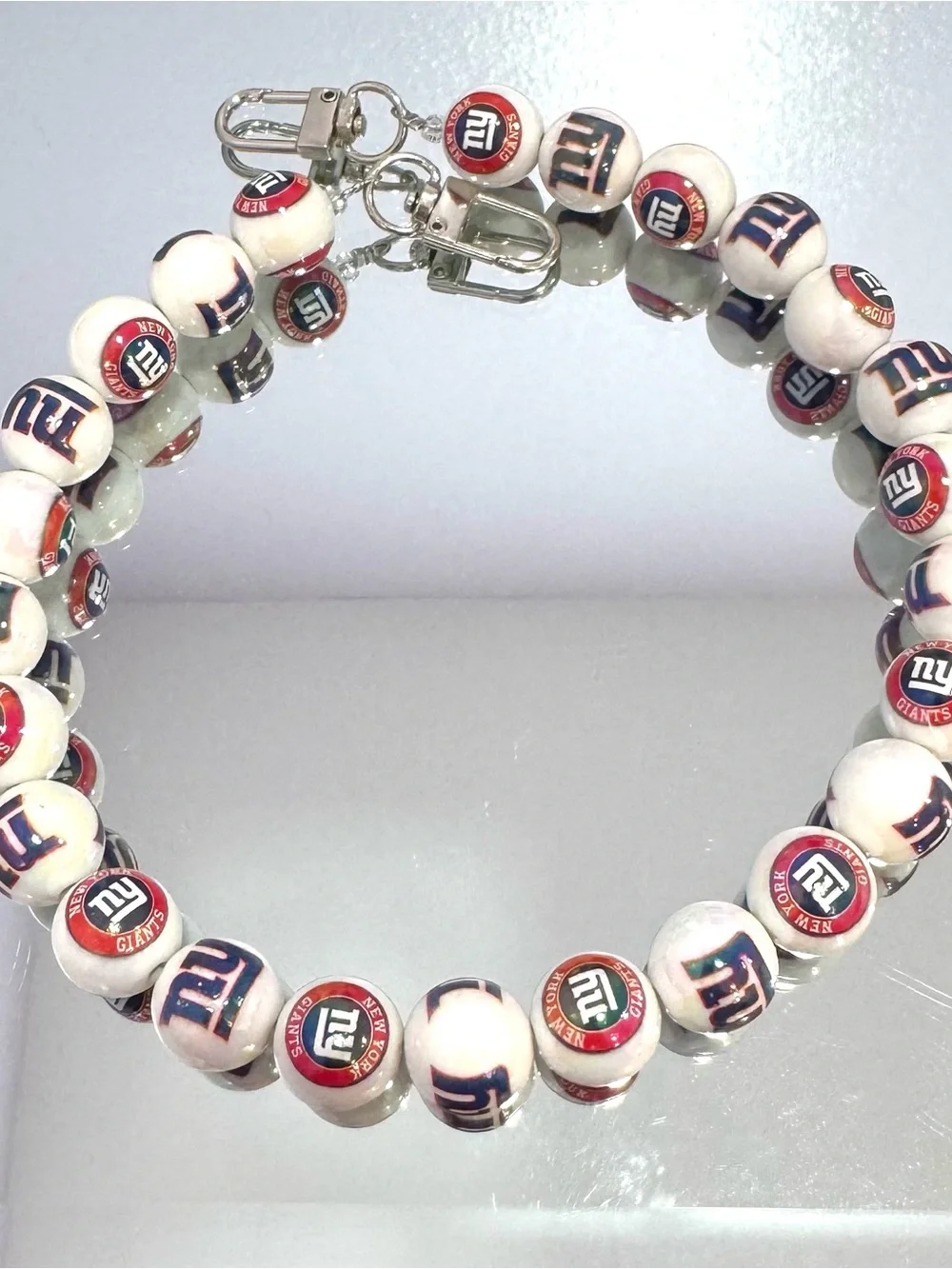 New White Beaded NY Bag Chain 18 inches